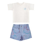 Color Jardin T-Shirt & Blue Denim Bermuda Shorts Set