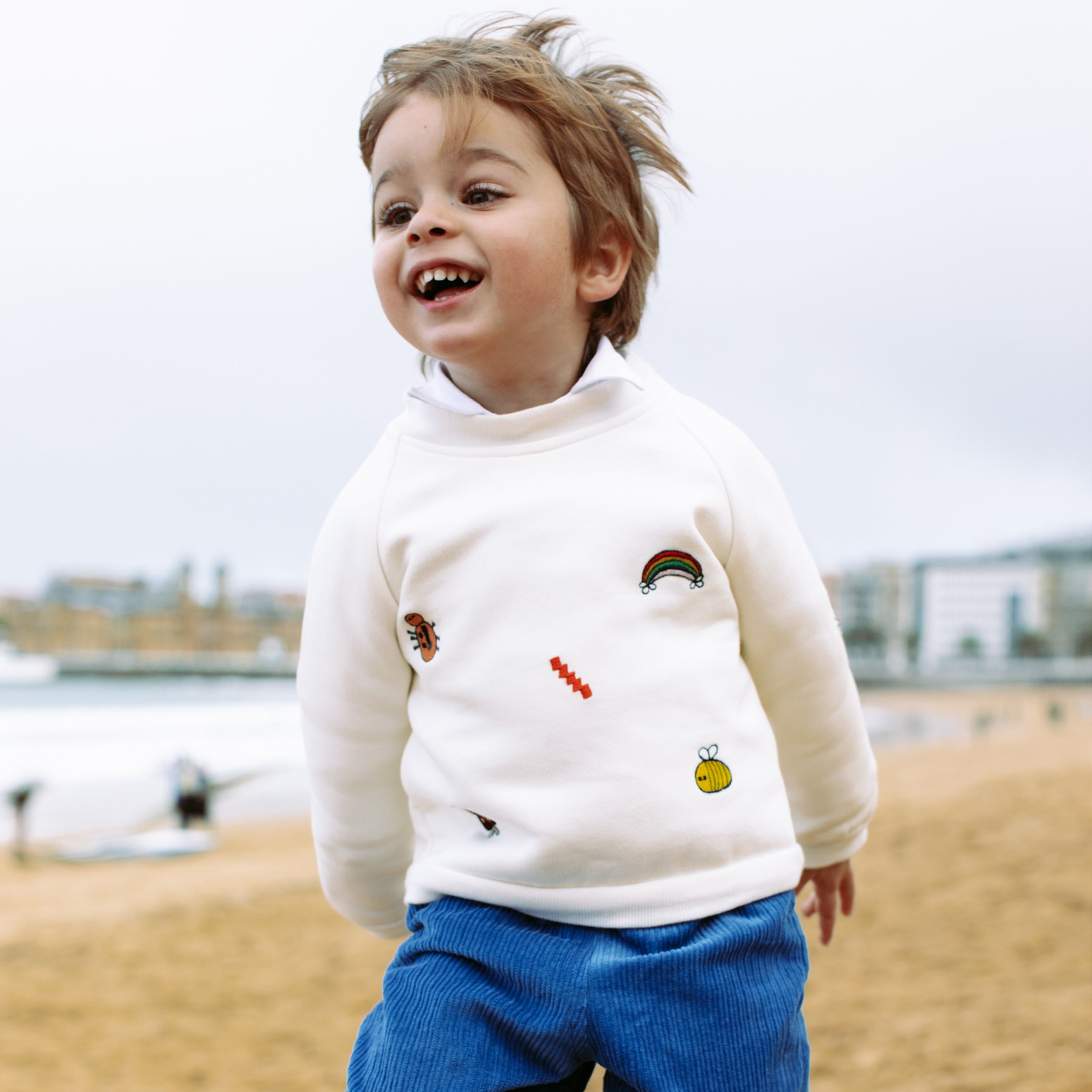 White Fun Sweatshirt & Pants Set - piglo kids