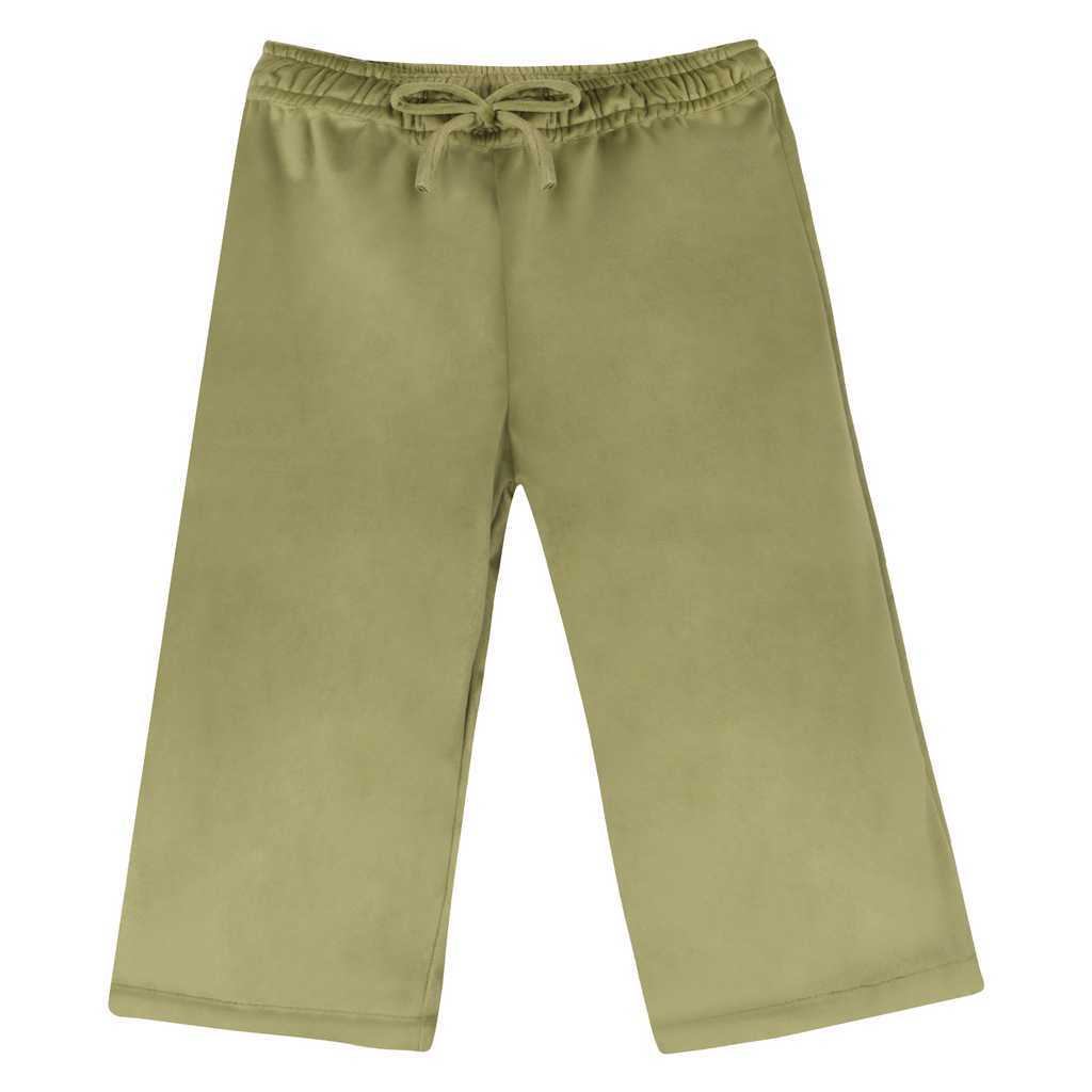 Piglo Kids green velvet pants, perfect for holiday parties.