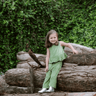 Piglo Kids Green Velvet Holiday Set – Trendy Style for Little Rockstars