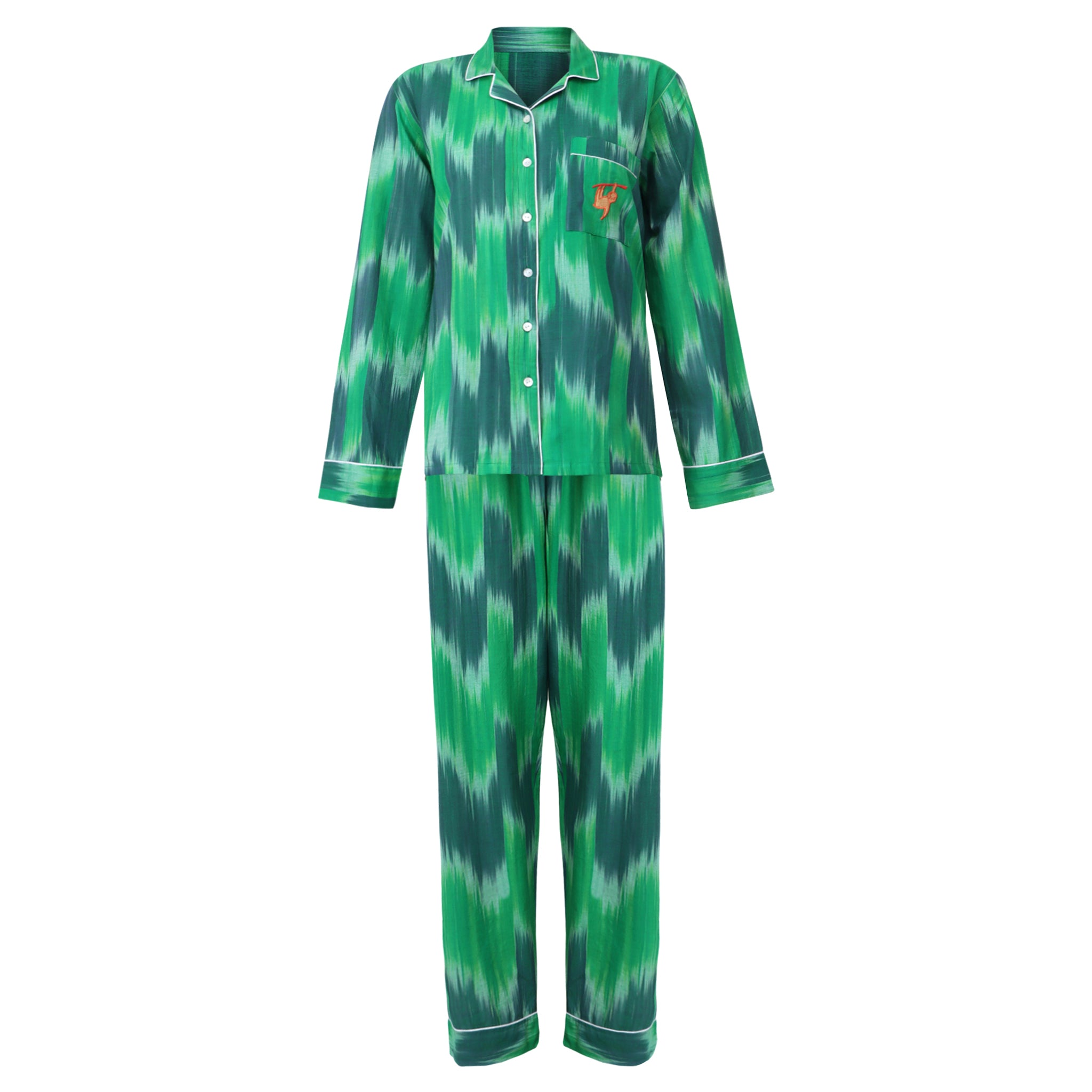 Green holiday pajama set - woman - piglo kids