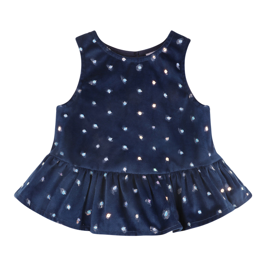 Piglo Kids Navy Velvet Top with sequins