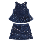 Piglo Kids velvet two-piece set for kids with sequined top and matching skirt.