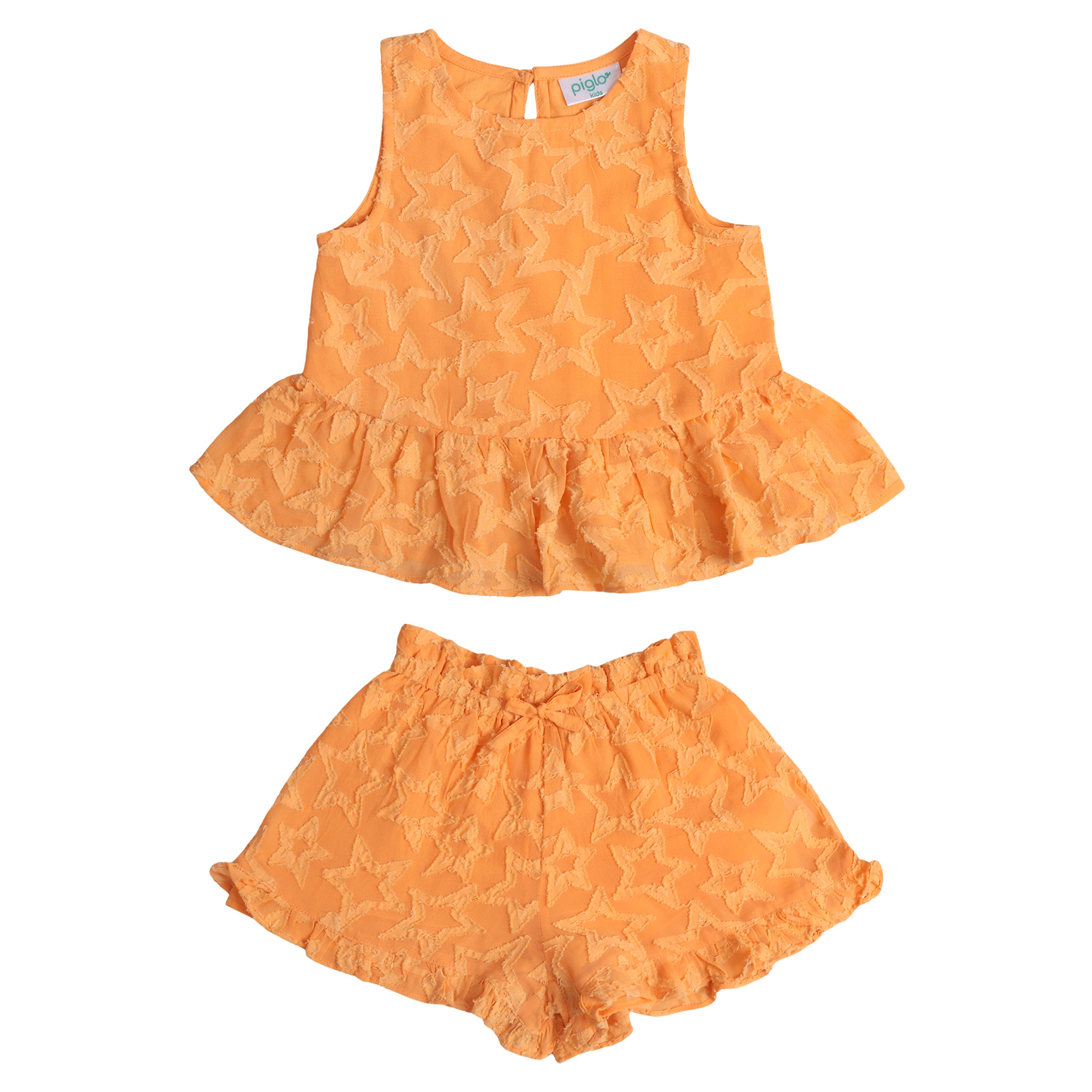 Orange Stars Top and Shorts Set - piglo kids