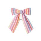 Multicolored striped bow on a white background