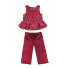 Red Sparkle Velvet Top & Pants Set - piglo kids