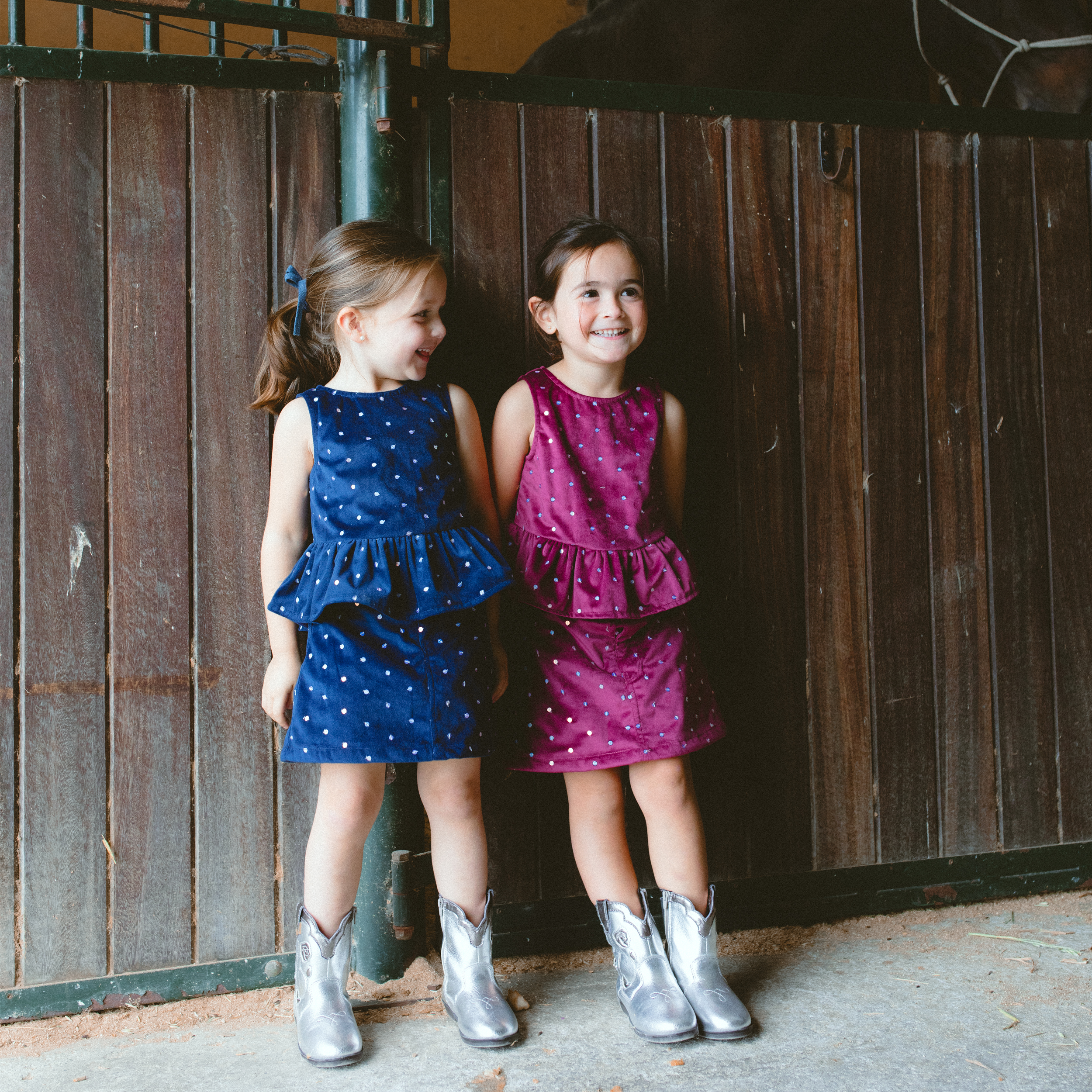 Navy Sequin Velvet Skirt and Red Sequin Skirt