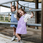 Purple Stripes Denim Jumper Dress - piglo kids