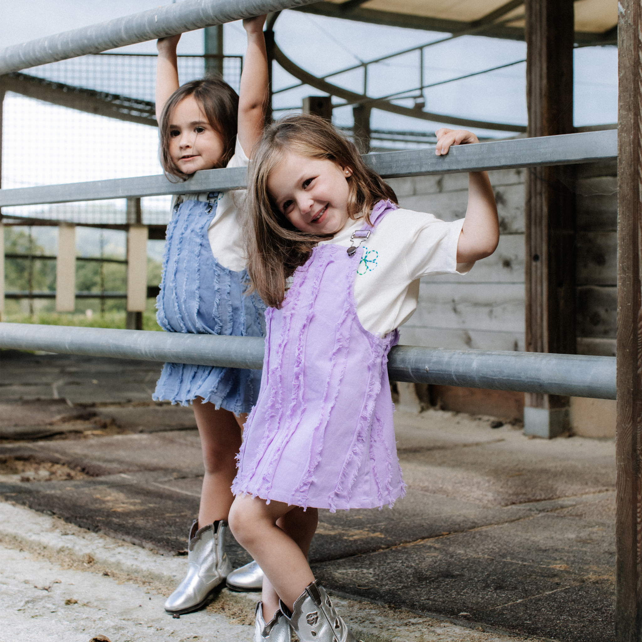 Purple Stripes Denim Jumper Dress - piglo kids