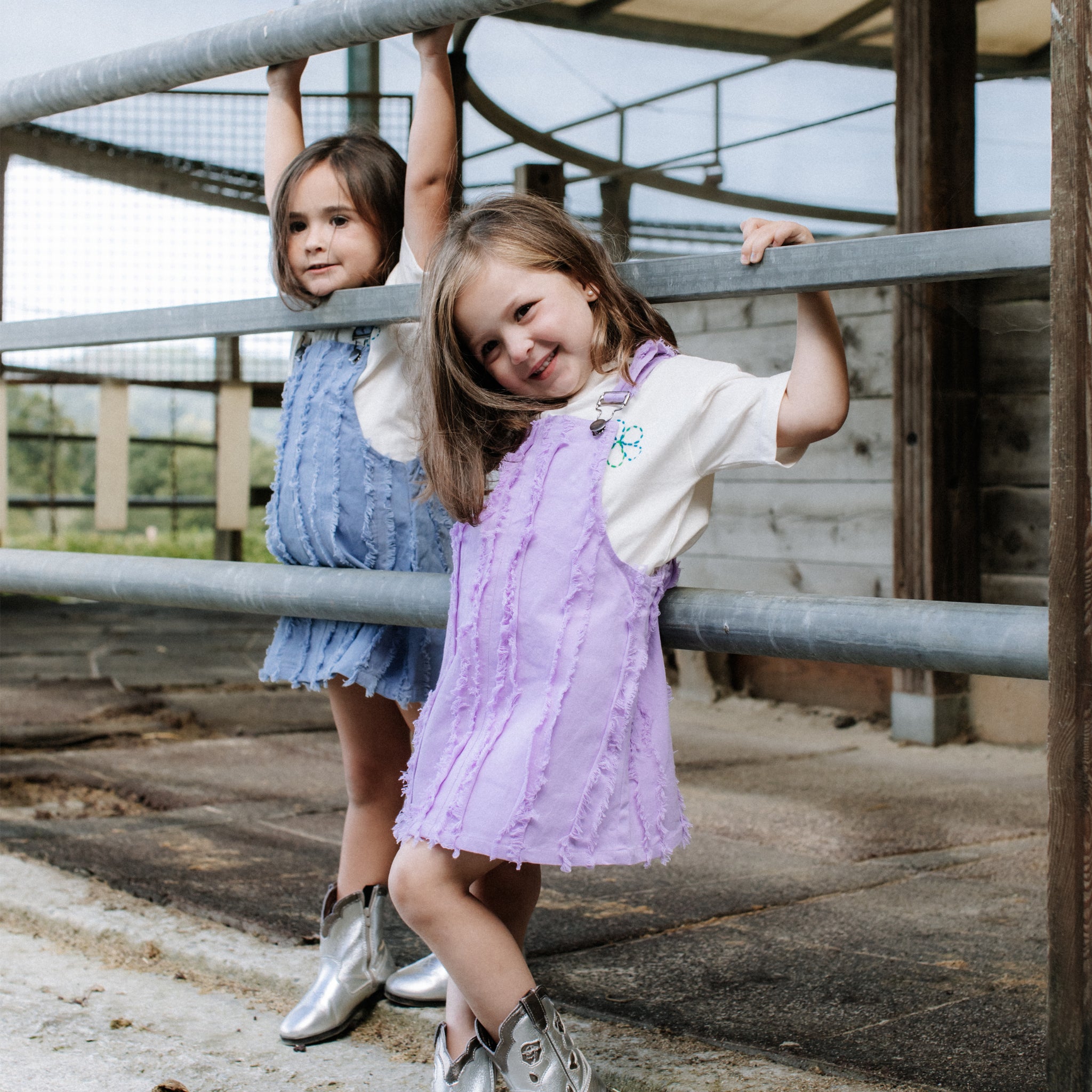 Blue and Purple Stripes Denim Overalls