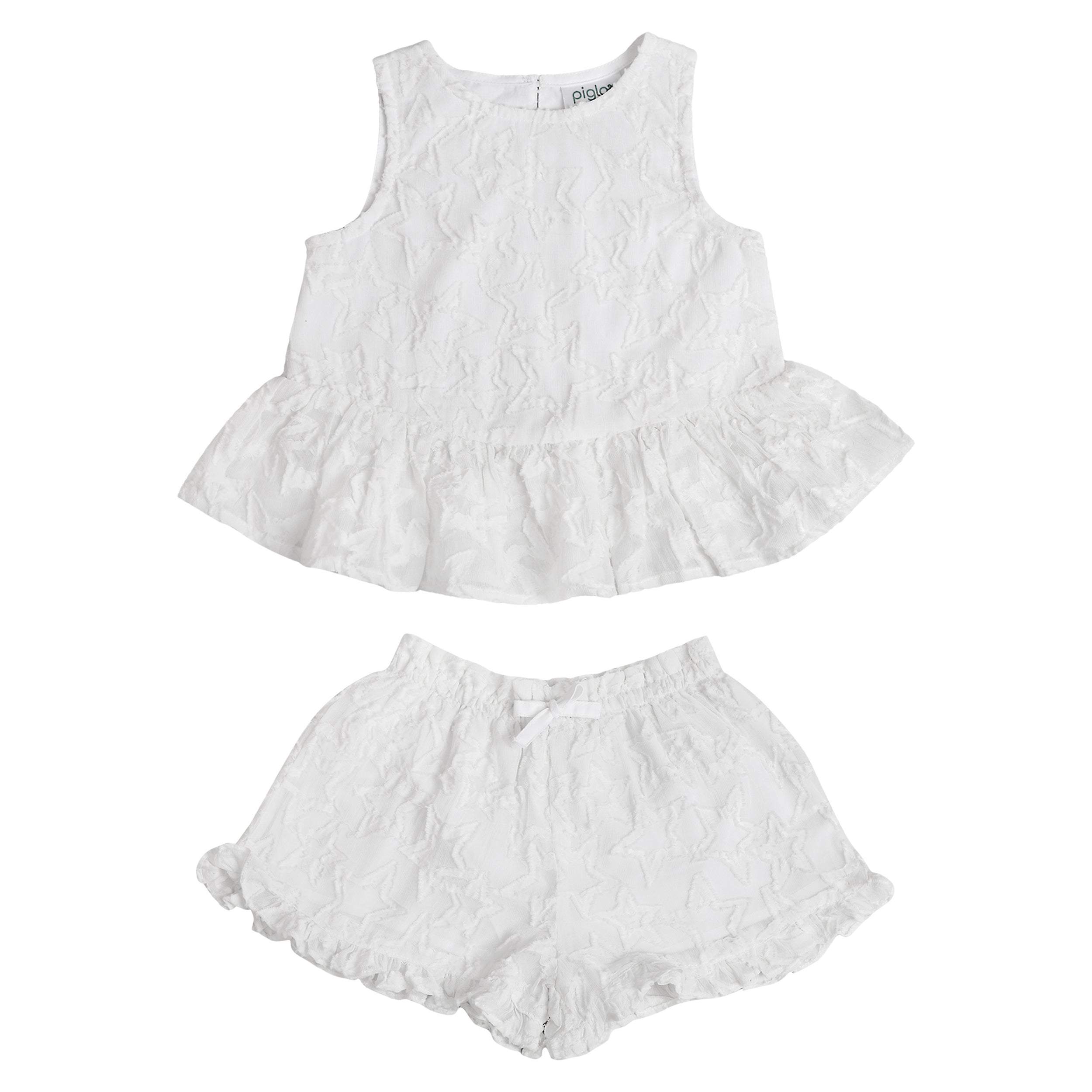 White Stars Top and Shorts Set - piglo kids